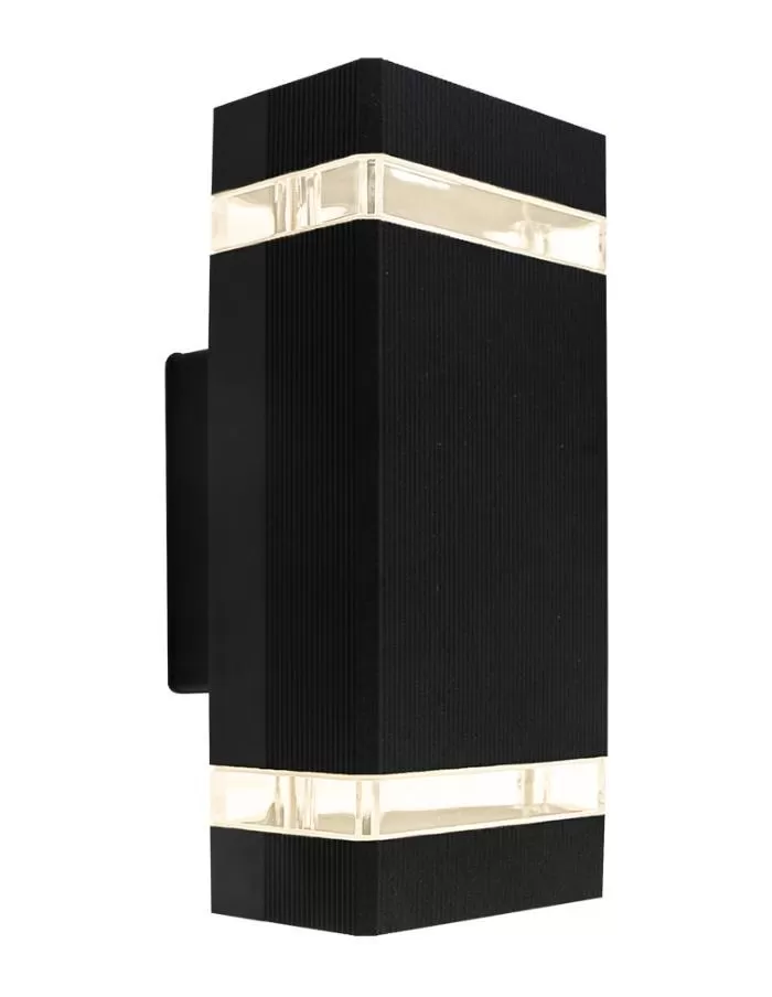 Aplique bidireccional rectangular 2xGU10 Markas Kiki negro